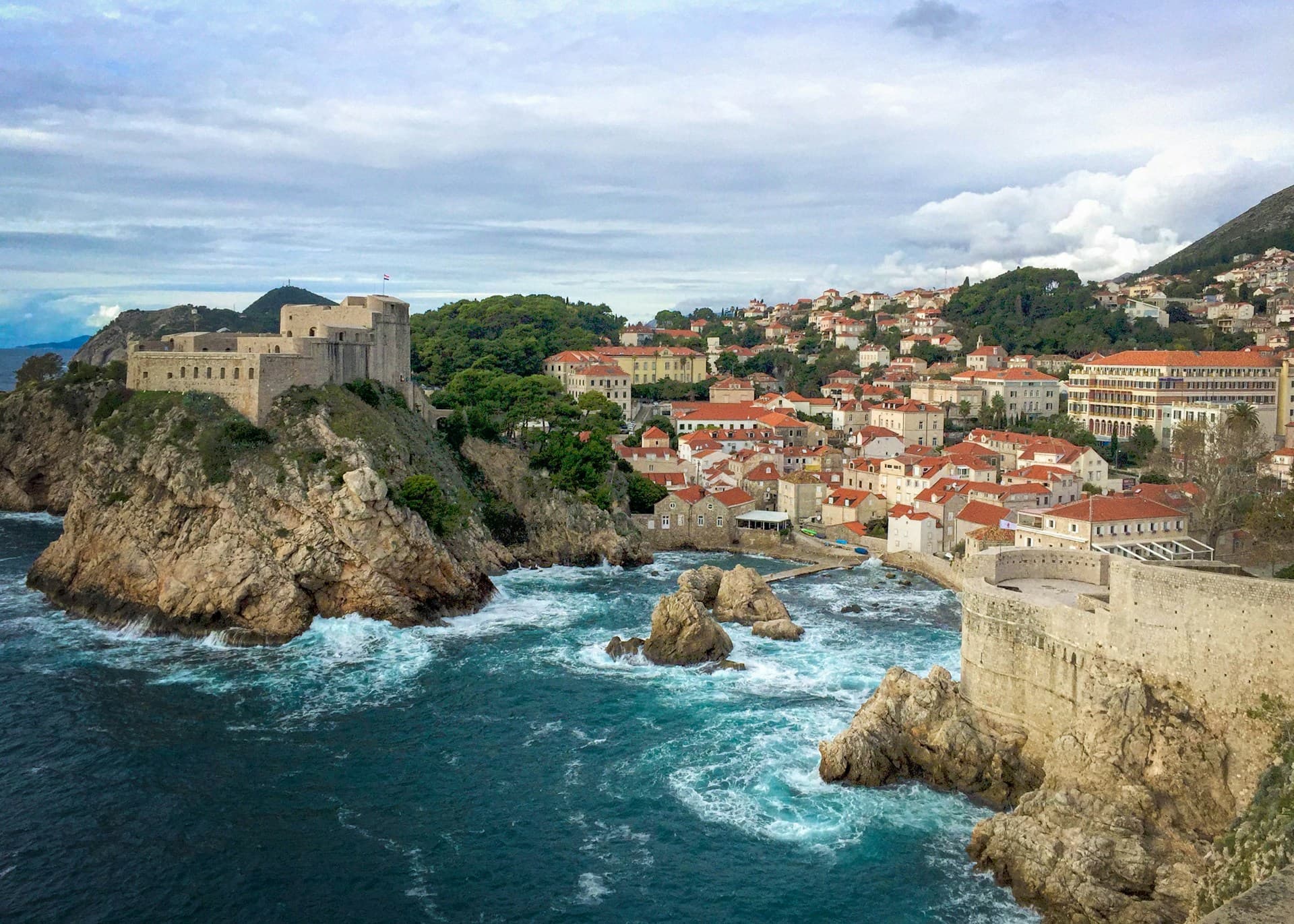 Fort Lovrijenac and Dubrovnik's old-town walls above the sea